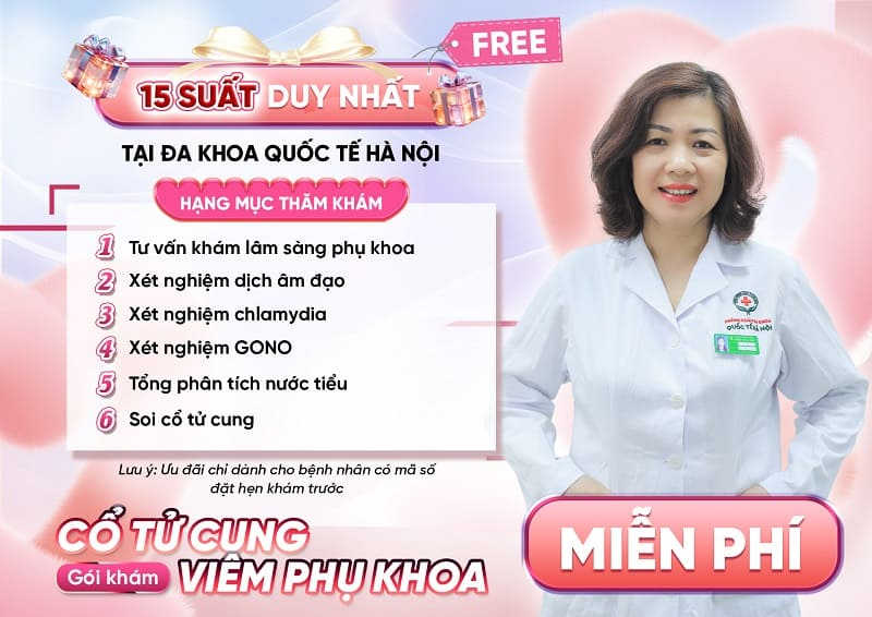 Gói khám viêm phụ khoa cổ tử cung miễn phí giá 0 đồng